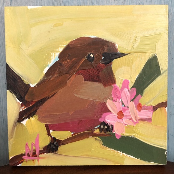 Original oil painting of sweet little Dipper Bird on A-grade composite wood - Picture 9 of 10